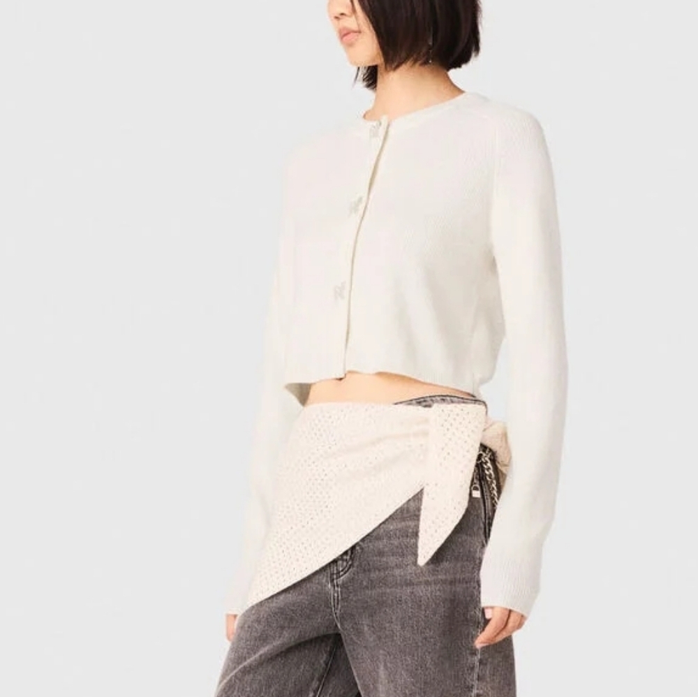 Maje Bow Jewellery Button Cardigan - Picture 4 of 14